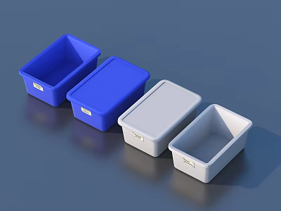 Plastic Storage Boxes In Blue And Gray For Home Organization And Storage 3d model