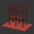 Detailed Reinforced Steel Scaffolding Model Featuring Metal Frame And Base Platform