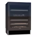 Modern Black Wine Cooler With Glass Door And Multi Layer Shelves Temperature Control