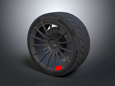 Black Performance Tire With Sporty Tread Pattern And Modern Alloy Wheel Rim Design 3d model
