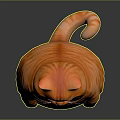 Orange Fat Cat Standing 3D Model With Orange Stripes And Gray Background