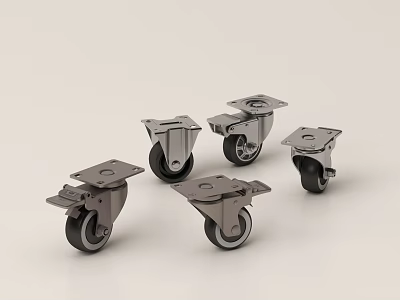 Durable Metal Swivel Casters With Brake For Industrial Furniture Applications 3d model