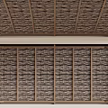 Natural Style Ceiling Design With Woven Texture And Wooden Frame 3d model