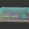 Classic Three Seat Light Blue Tufted Sofa With Rolled Arms And Metal Studs