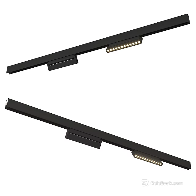 Modern Black Long Strip LED Ceiling Lights For Home Interior Decoration 3d model