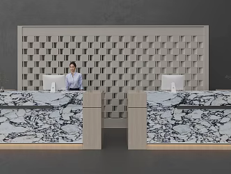 Hotel lobby reception room reception bar 3d model