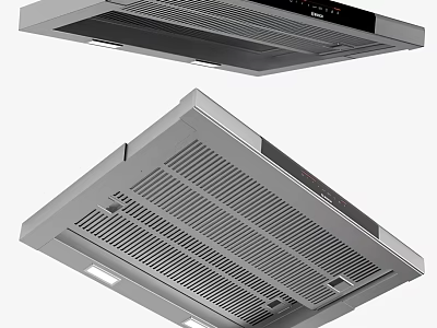 Modern Stainless Steel Kitchen Range Hood With LED Lights And Ventilation System 3d model