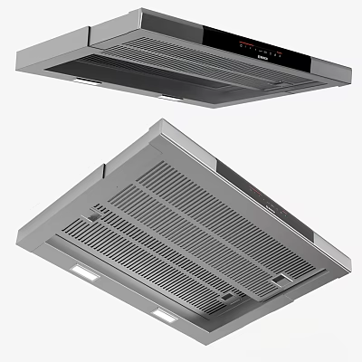 Modern Stainless Steel Kitchen Range Hood With LED Lights And Ventilation System 3d model
