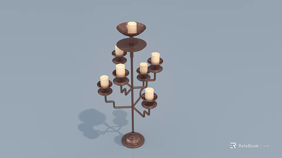 Unique Abstract Floor Lamp With Tree Like Structure And Candle Shaped Lights 3d model
