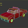 Red Classic Pickup Truck With Roof Light Bar And Shiny Exterior
