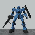 Detailed Blue Robot Model Plastic Figure Standing With Gun And Shield 3d model