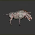 Ferocious Game Movie Character With Red Gray Wrinkled Skin Sharp Horns And Exposed Fangs