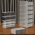 White Stackable Storage Baskets with Grid Design for Home Organization in Living Room 3d model