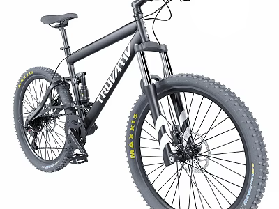 Black Mountain Bike Featuring Front Suspension Fork Maxxis Tires and Sturdy Frame 3d model