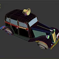Vintage Purple Ambulance with Red Stripes and Yellow Roof Horn Classic Design