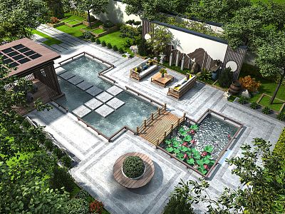 New Chinese Courtyard Garden 3d model