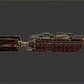 Red Cosmic Spaceship With Multiple Weapon Turrets And Armored Hull Structure
