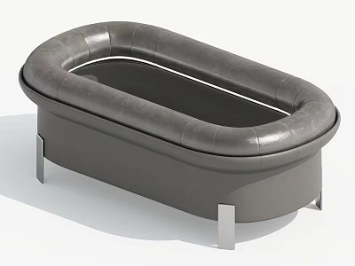 Modern Leather Bathtub with Oval Shape Design and Metal Legs Support 3d model