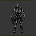 Futuristic Sci Fi Character with Detailed Biomechanical Armor and Advanced Weapons
