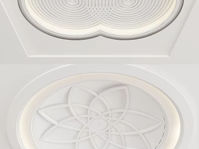 Modern Circular Ceiling Design Featuring Intricate Floral Pattern And Soft Ambient Lighting 3d model