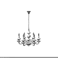 Elegant White Chandelier With Candle Shaped Lights And Multiple Curved Arms Design