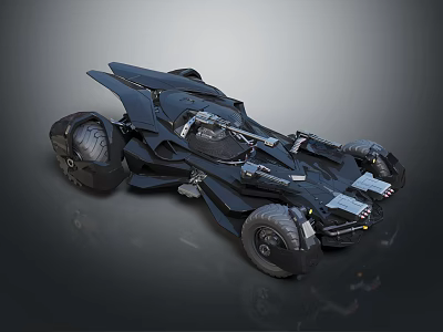 Advanced Black Batmobile Inspired Armored Weapon Vehicle Combat Design Features Details 3d model