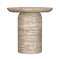 Modern Marble Side Tables With Beige And White Cylindrical Base Round Top Design