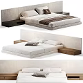 Modern Double Bed Interior Design With Upholstered Headboard And Wooden Bedside Tables