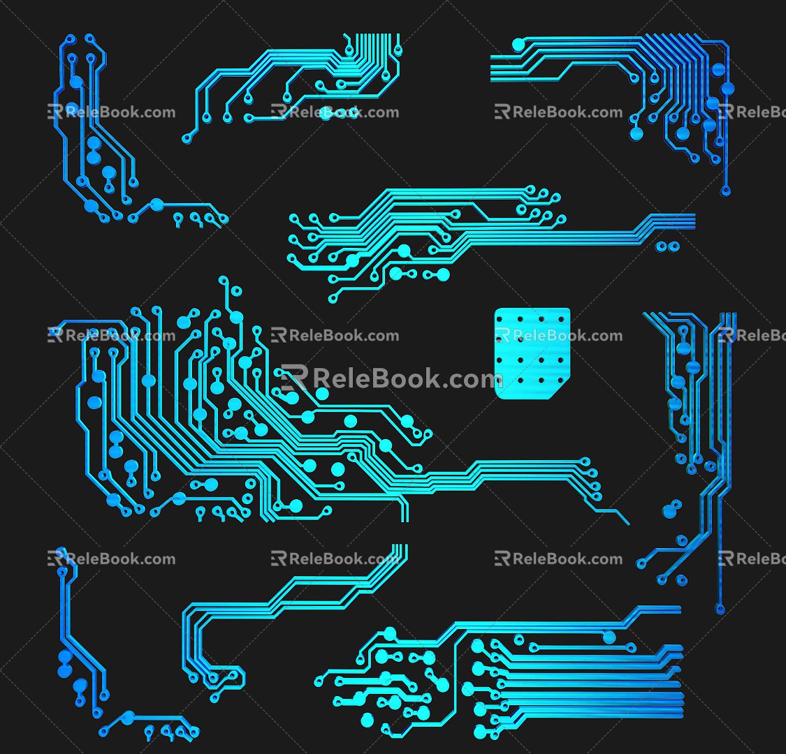 Modern science and technology line science and technology line elements 3d model