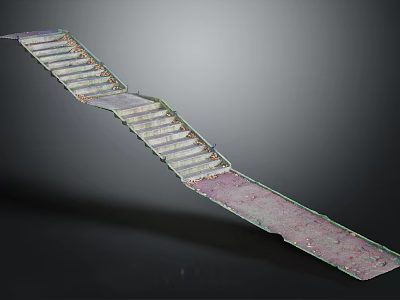 Modern Open Metal Staircase Design With Gray Steps And Industrial Structure 3d model