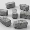 Multiple Gray Concrete Columns With Rough Surface Displayed On White Background 3d model