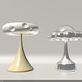 Stylish Table Lamps With Yellow Mushroom And Silver Cloud Shaped Shades