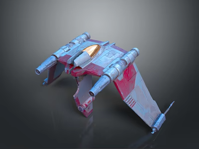 Futuristic Space Exploration Vehicle With Multiple Thrusters Red Gray Design And Transparent Cockpit 3d model