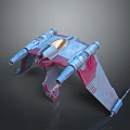 Futuristic Space Exploration Vehicle With Multiple Thrusters Red Gray Design And Transparent Cockpit