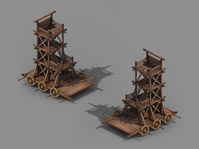 Retro ladder car battle platform 3d model