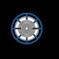 Industrial Equipment With Silver Body Blue Ring Conical Base And Black Stand