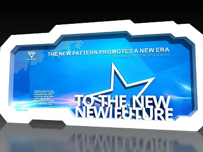 Blue Background Wall With New Pattern And Star Element For New Future Era 3d model