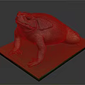 Orange Red Toad With Textured Skin Resting On Green Platform