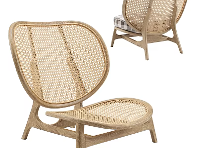 Rattan Accent Chair with Wooden Frame Modern Design for Comfortable Seating 3d model