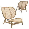 Rattan Accent Chair with Wooden Frame Modern Design for Comfortable Seating