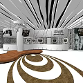 Modern Cinema Interior Design With Ticket Office Counter Movie Posters And Seating Area