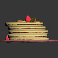 Fluffy Stacked Pancakes Topped With Fresh Blueberries Raspberries Butter And Syrup On Pink Plate