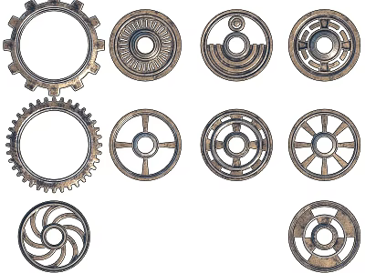 Vintage Metal Gear Ornamental Decor Set For Home Tabletop Decoration 3d model