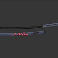 Traditional Samurai Sword Featuring Black Blade Red Patterned Scabbard And Textured Handle 3d model