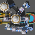Colorful Playground Equipment With Multiple Towers Blue Slides Climbing Structures Connecting Bridges And White Domes