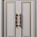 Elegant Classic Interior Double Doors With Carved Panels Metal Handles And Decorative Details