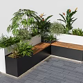 Modern Outdoor Landscape Seating Design With Wooden Seats And Surrounding Green Plants