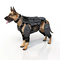 Detailed German Shepherd Sculpture Carving Wearing Tactical Gear Features