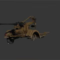 Brown Military Tank With Long Cannon And Wheeled Artillery Structure