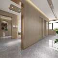 Modern Public Restroom Interior With Marble Countertop Mirrors Wooden Accents And Lighting Design